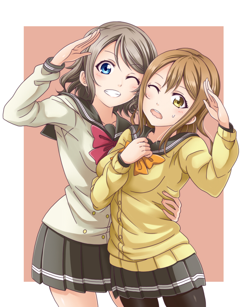 watanabe you and kunikida hanamaru (love live! and 1 more) drawn by seven_(11)