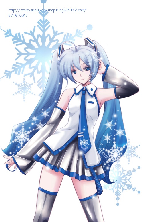 hatsune miku and yuki miku (vocaloid) drawn by atomy