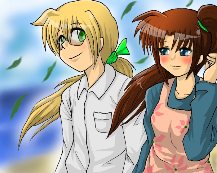 takamachi nanoha and yuuno scrya (lyrical nanoha and 1 more) drawn by enokuma_uuta