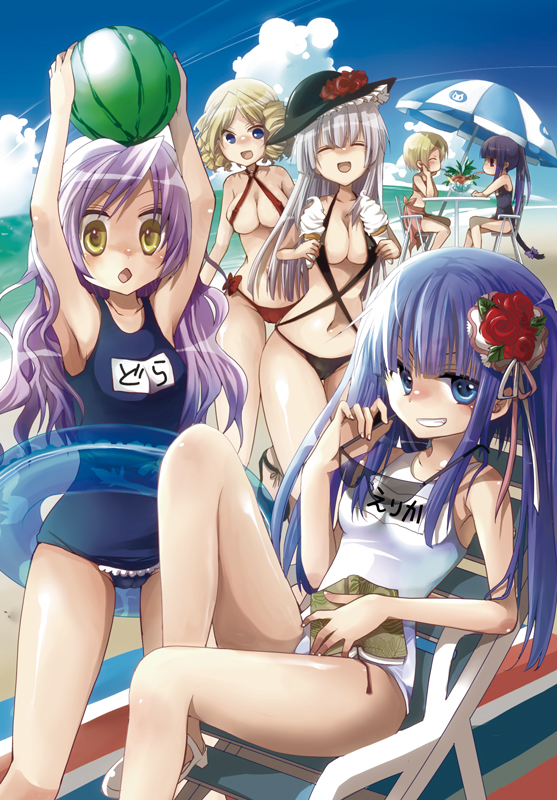frederica bernkastel, furudo erika, lambdadelta, virgilia, dlanor a. knox, and 1 more (umineko no naku koro ni) drawn by hibiki_mio