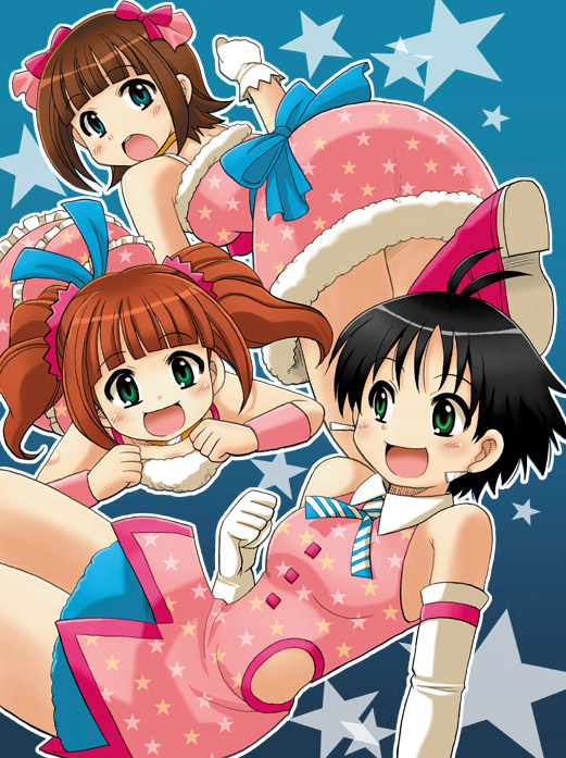 amami haruka, kikuchi makoto, and takatsuki yayoi (idolmaster and 2 more) drawn by kotobuki_maimu