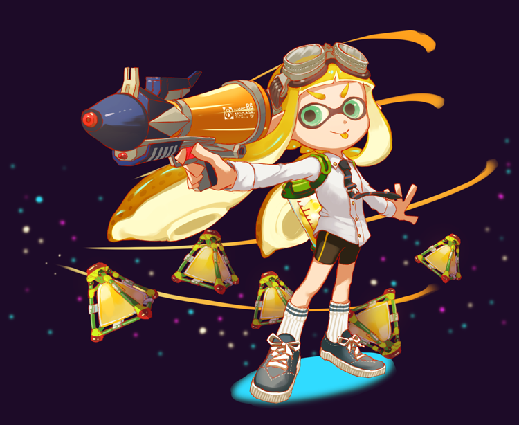 inkling player character and inkling girl (splatoon and 1 more) drawn by nichaku