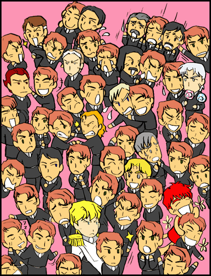 reinhard von lohengramm, oskar von reuenthal, siegfried kircheis, wolfgang mittermeyer, paul von oberstein, and 11 more (ginga eiyuu densetsu)