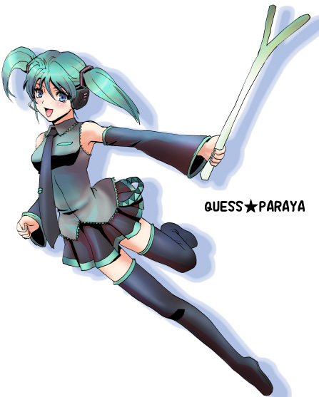 hatsune miku and quess paraya (vocaloid and 2 more) drawn by izumi_rion