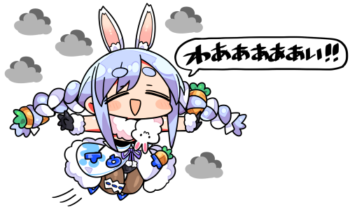 usada pekora and don-chan (hololive) drawn by kanikama