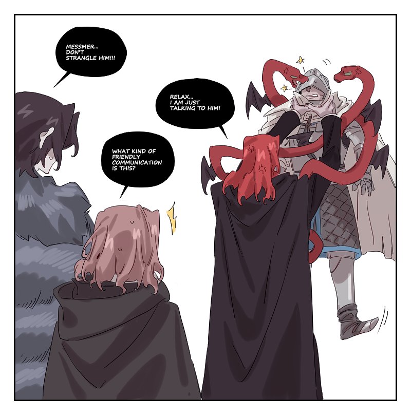tarnished, melina, messmer the impaler, rellana twin moon knight, and vagabond (elden ring and 1 more) drawn by nozakikotaro4
