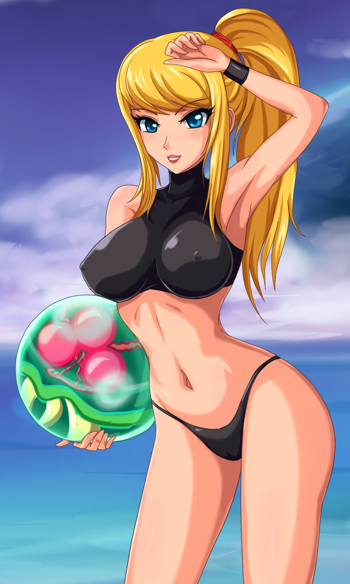samus aran, metroid, and metroid larva (metroid and 1 more) drawn by sigurd_hosenfeld