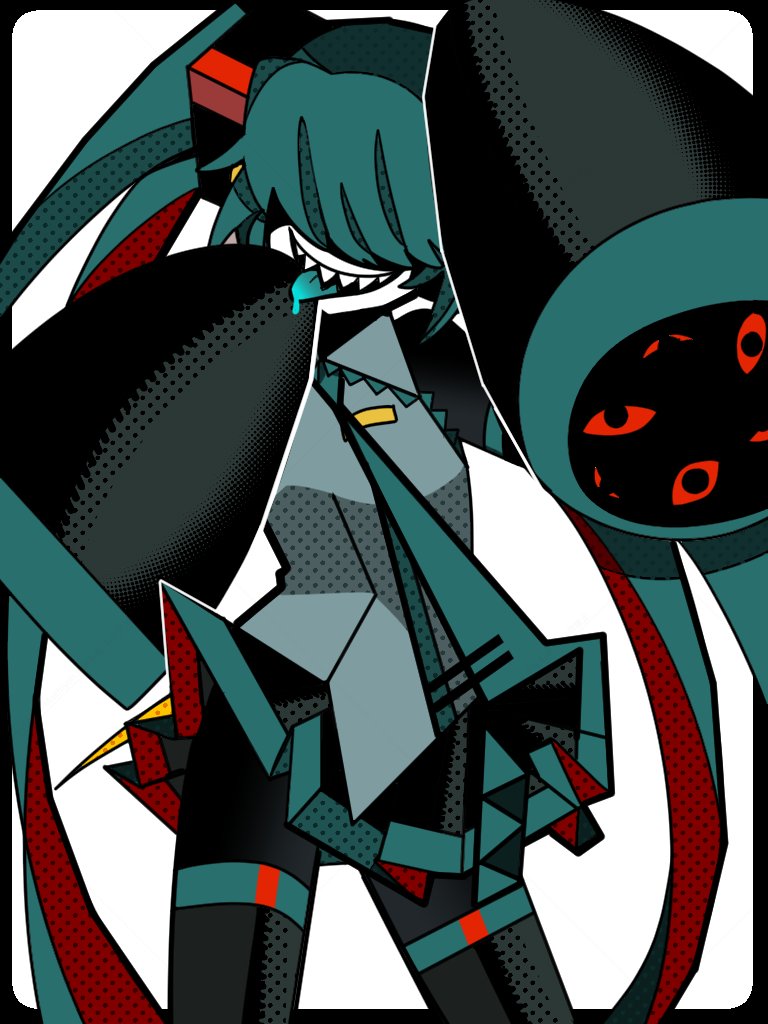 hatsune miku and mekakure miku (vocaloid) drawn by machigami_yoh