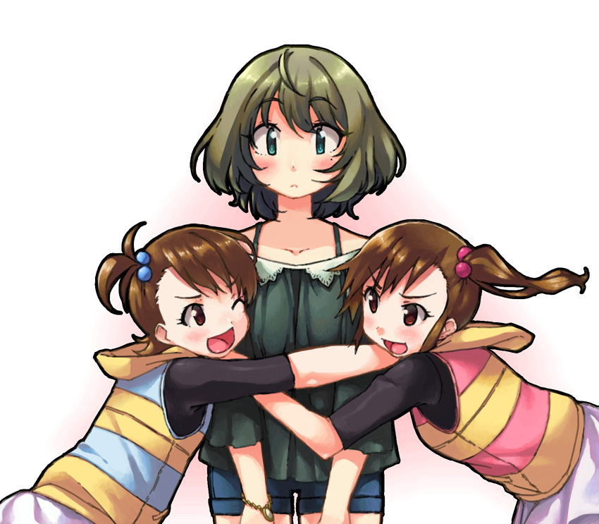 takagaki kaede, futami mami, and futami ami (idolmaster and 1 more) drawn by temurei_(vovovov)