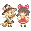 hakurei reimu and kirisame marisa (touhou) drawn by keyaki_(mora_ll)