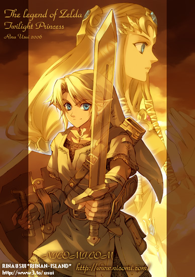 link and princess zelda (the legend of zelda and 1 more) drawn by usui_rina