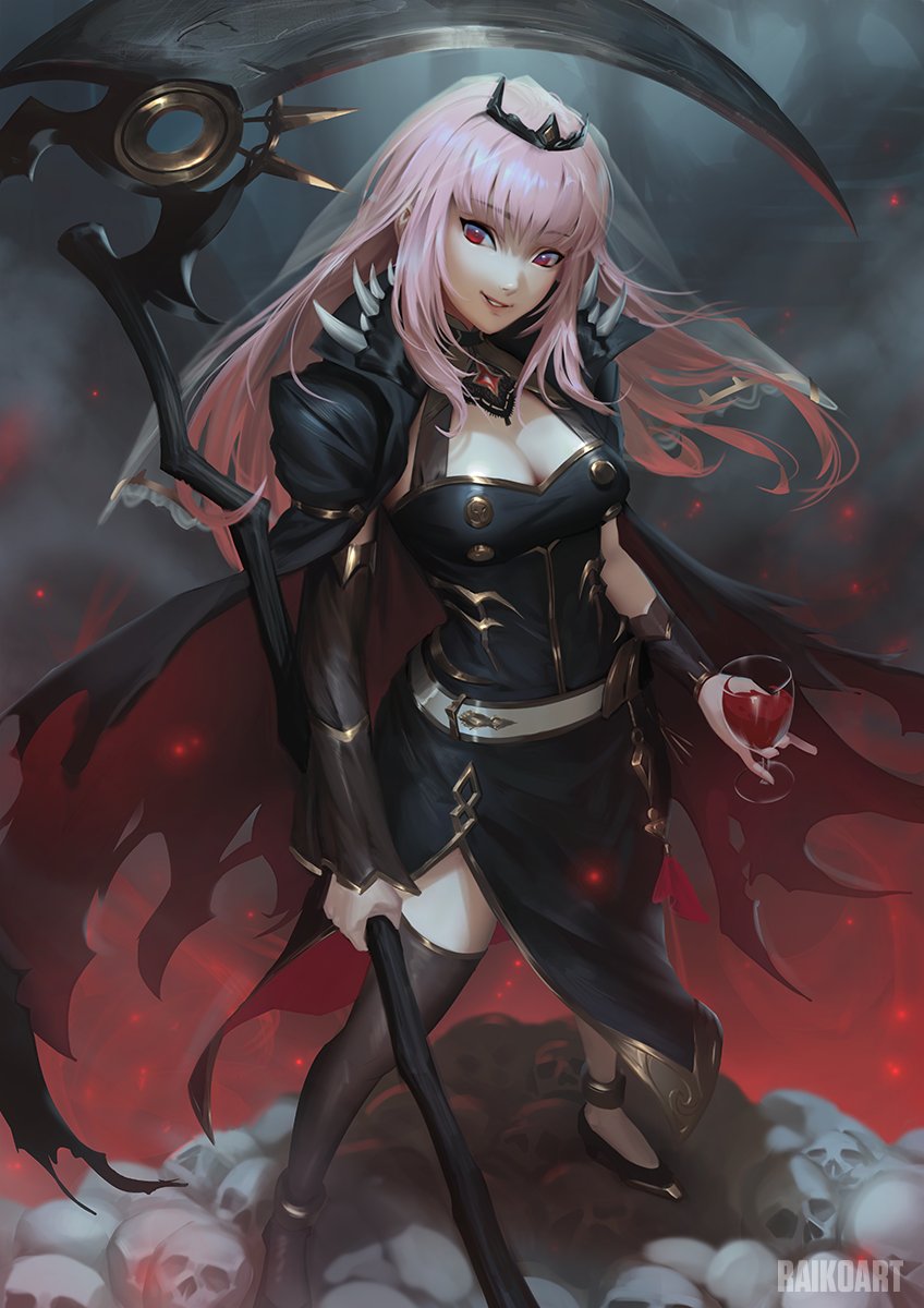 mori calliope (hololive and 1 more) drawn by raikoart