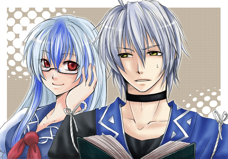 kamishirasawa keine and morichika rinnosuke (touhou) drawn by kei_(kai0000)