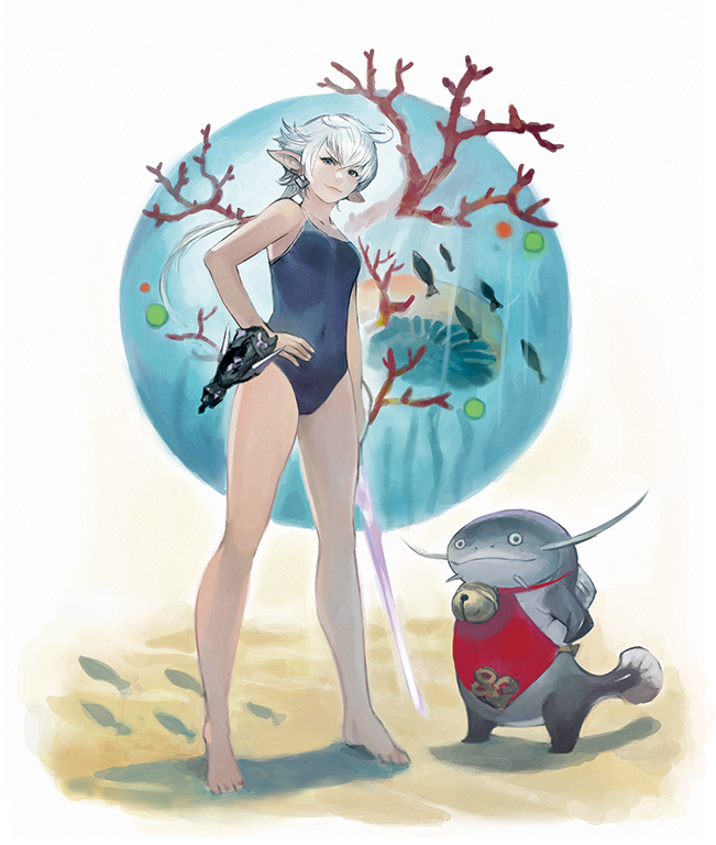 alisaie leveilleur, red mage, and namazu (final fantasy and 1 more) drawn by tomatika