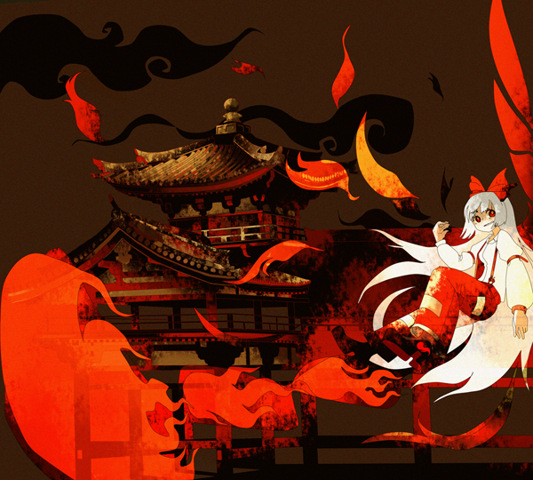 fujiwara no mokou (touhou) drawn by ritsu_(roboroboro)