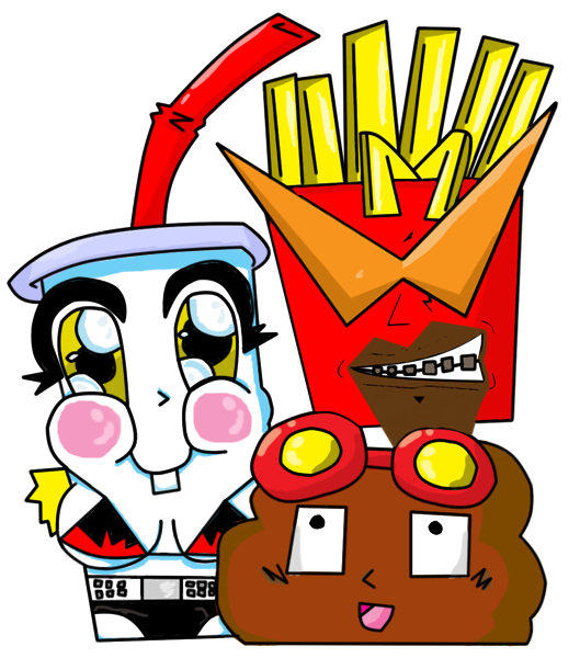 yoko littner, simon, kamina, master shake, meatwad, and 1 more (tengen toppa gurren lagann and 1 more) drawn by pikopiko