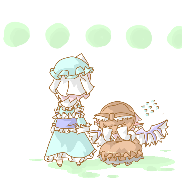 saigyouji yuyuko and mystia lorelei (touhou) drawn by doromizu