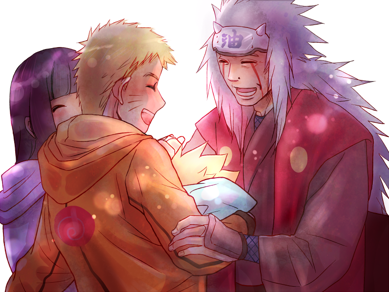 uzumaki naruto, hyuuga hinata, uzumaki boruto, and jiraiya (naruto and 1 more) drawn by dollchka