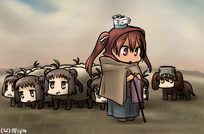 ryuujou, naka, and libeccio (kantai collection) drawn by hamu_koutarou