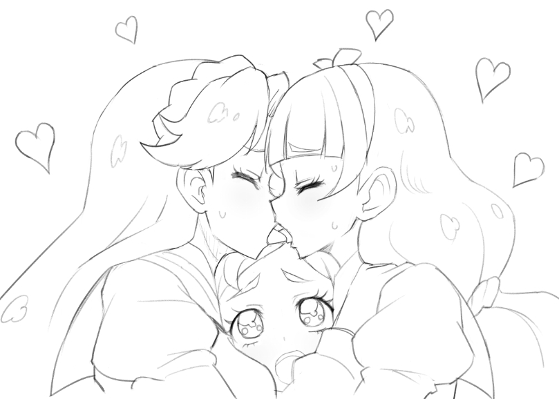 amanogawa kirara, haruno haruka, and kaidou minami (precure and 1 more) drawn by ome_(mercury_cigarette)