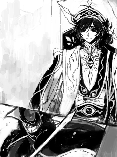lelouch vi britannia, kururugi suzaku, and zero (code geass) drawn by c_(rahit)