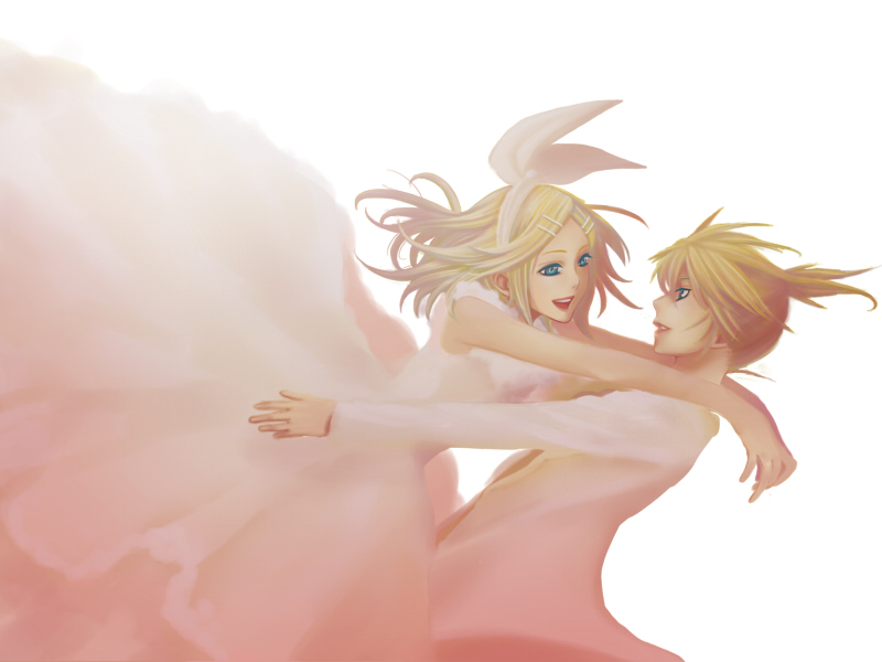 kagamine rin and kagamine len (vocaloid and 1 more) drawn by nayu