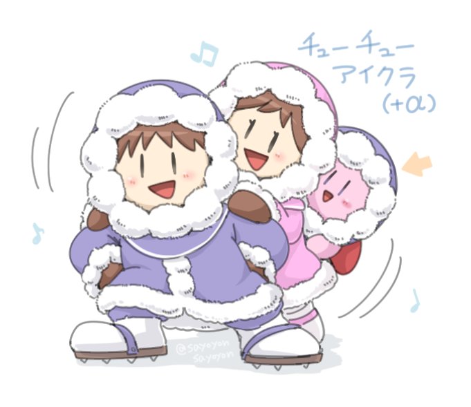 kirby, nana, and popo (kirby and 3 more) drawn by sayoyonsayoyo