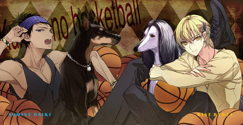 aomine daiki and kise ryouta (kuroko no basuke) drawn by hachini