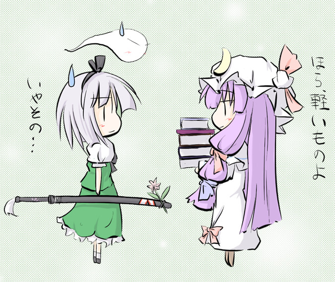 konpaku youmu and patchouli knowledge (touhou) drawn by natsuki_(silent_selena)