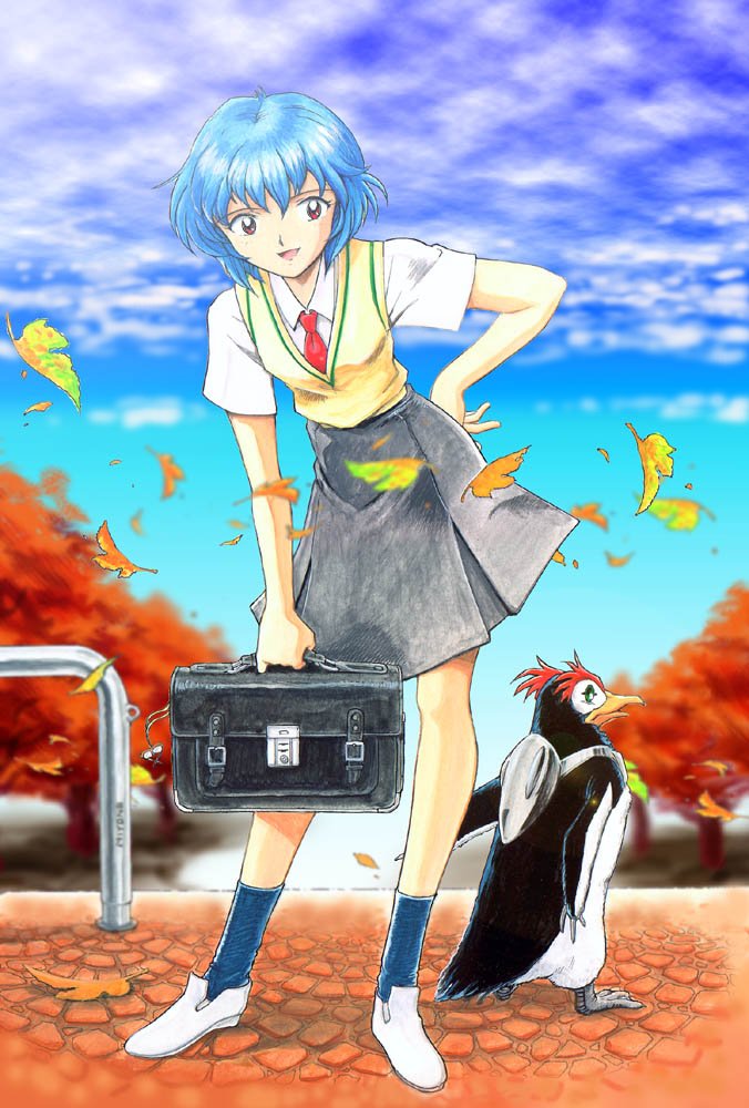 ayanami rei, penpen, and lina rei (neon genesis evangelion) drawn by miyone_shii