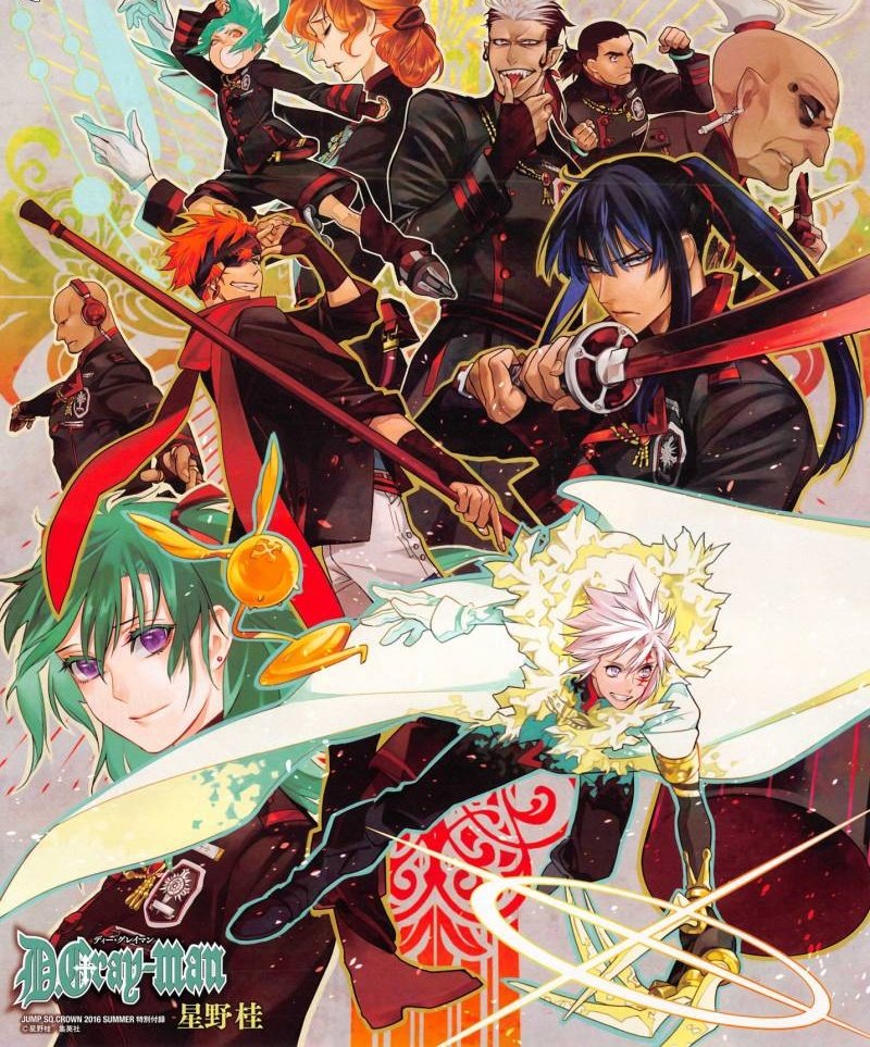 lenalee lee, allen walker, kanda yuu, lavi, timcanpy, and 6 more (d.gray-man) drawn by hoshino_katsura