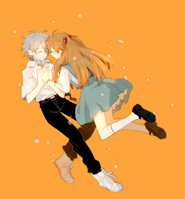 souryuu asuka langley and nagisa kaworu (neon genesis evangelion) drawn by 0930erina
