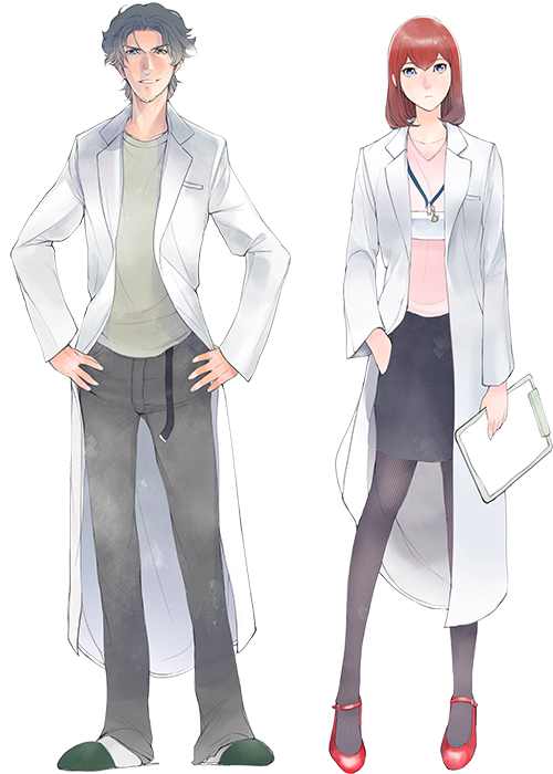 makise kurisu and okabe rintarou (steins;gate and 1 more) drawn by yoshida_tadasu