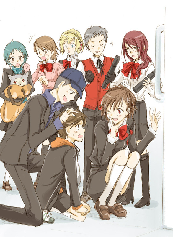 aigis, shiomi kotone, takeba yukari, kirijou mitsuru, yamagishi fuuka, and 4 more (persona and 2 more) drawn by sananan