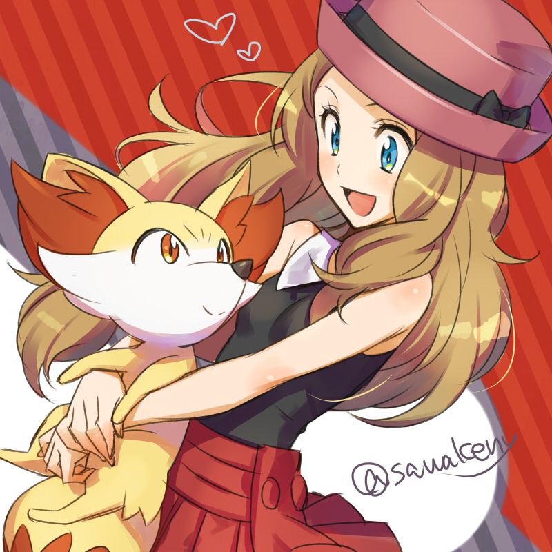 serena and fennekin (pokemon and 1 more) drawn by kanimaru