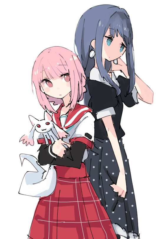 tamaki iroha, nanami yachiyo, and small kyubey (mahou shoujo madoka magica and 1 more) drawn by shiroshi_(denpa_eshidan)