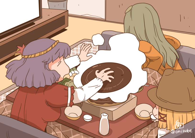 kochiya sanae, moriya suwako, and yasaka kanako (touhou) drawn by onikobe_rin
