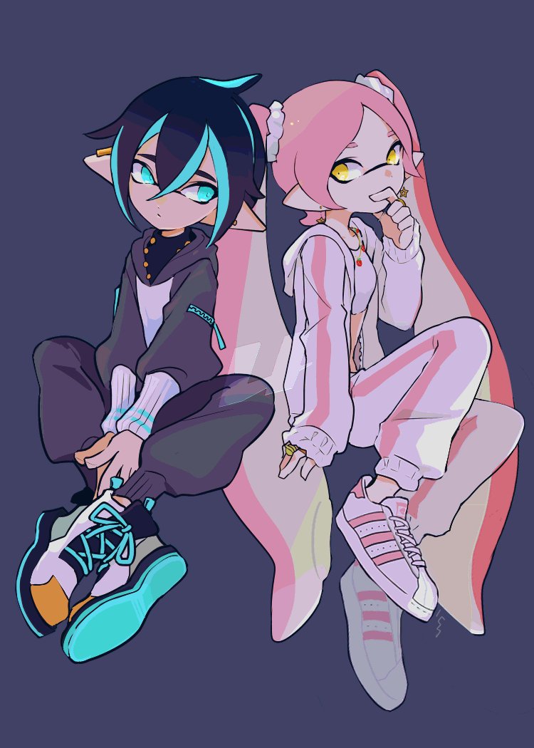 inkling player character, inkling girl, and inkling boy (splatoon) drawn by imaikuy0