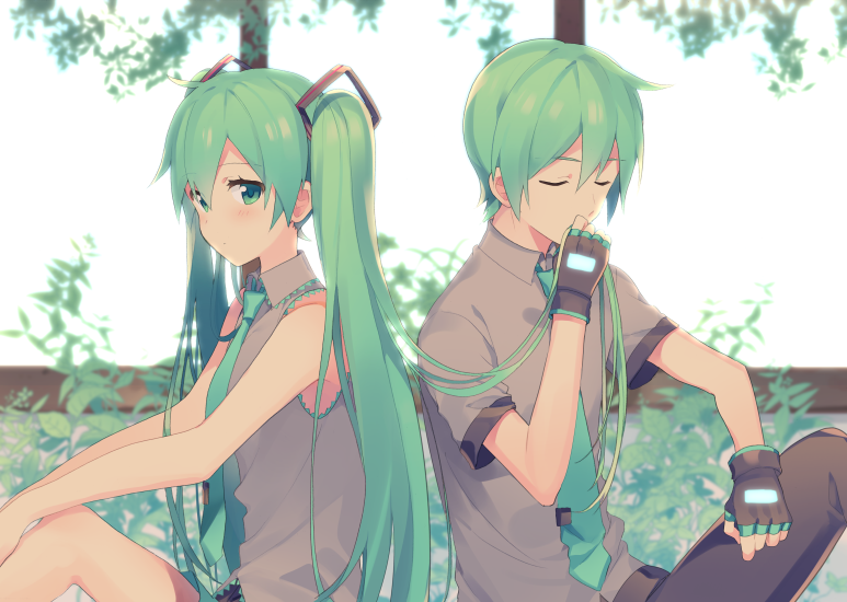 hatsune miku and hatsune mikuo (vocaloid) drawn by sinaooo