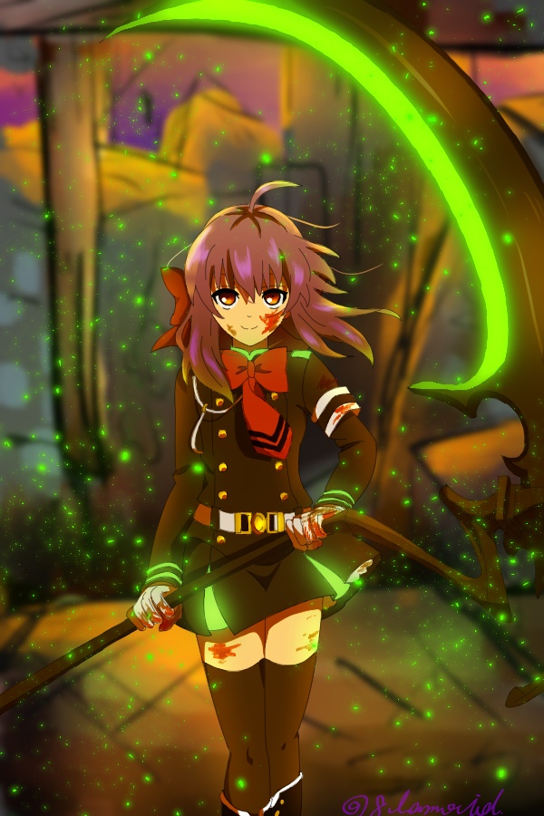 hiiragi shinoa (owari no seraph) drawn by moido_(8lamoid)