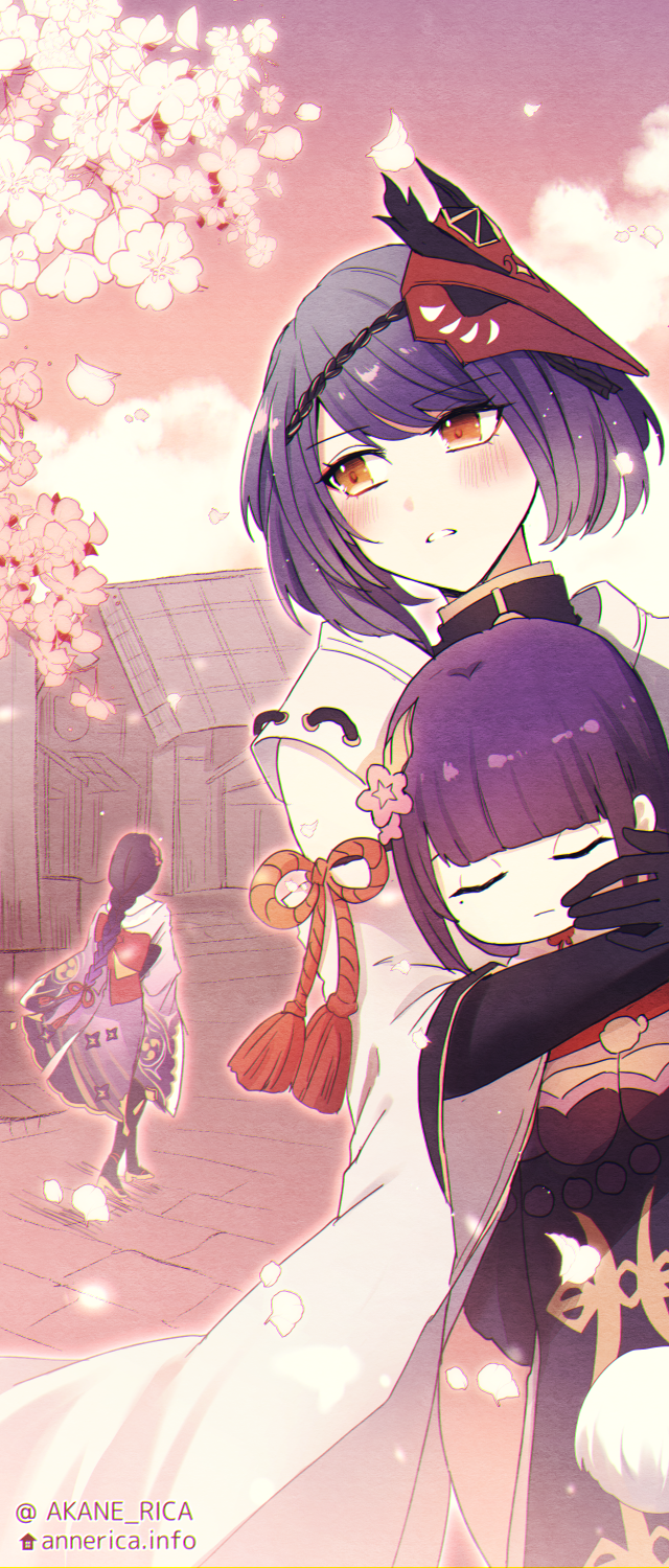 raiden shogun and kujou sara (genshin impact) drawn by annerica