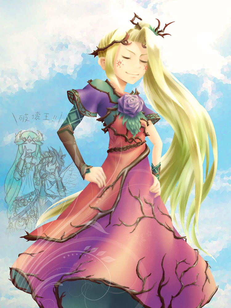 palutena, pit, and viridi (kid icarus and 1 more) drawn by hanpitsu_(palewhite)