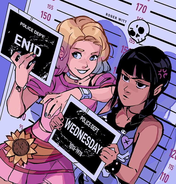 wednesday addams and enid sinclair (barbie and 2 more) drawn by rogerwitt