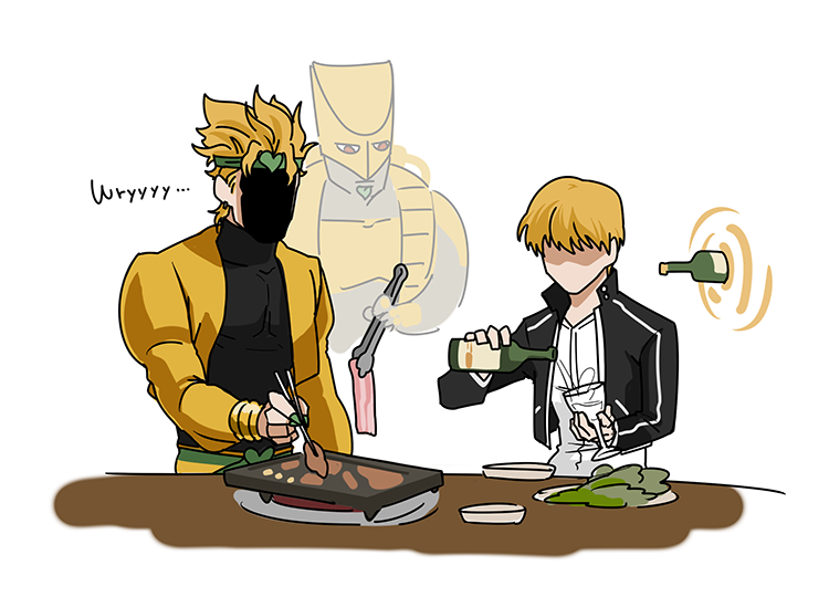 gilgamesh, dio brando, and the world (fate and 3 more) drawn by mabaem