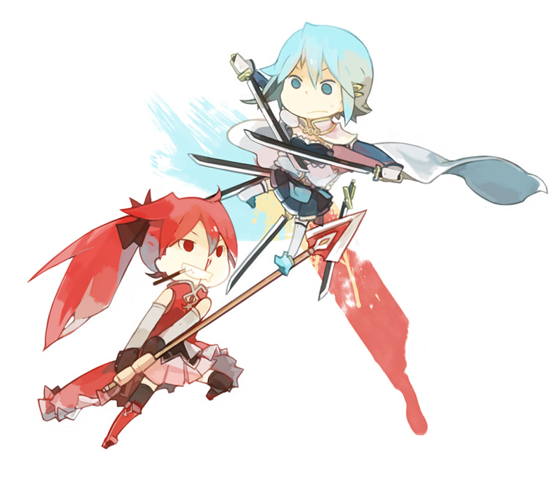 miki sayaka and sakura kyoko (mahou shoujo madoka magica) drawn by glider_(guraida)