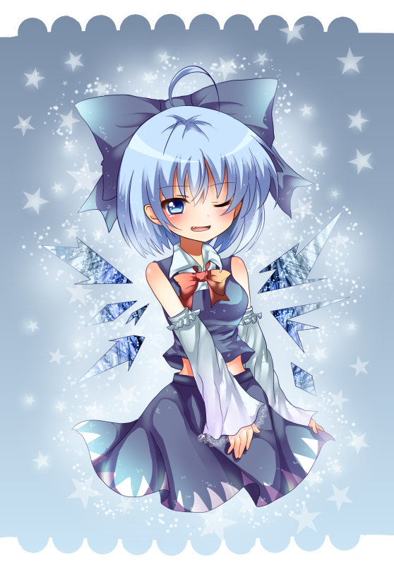 hakurei reimu and cirno (touhou) drawn by invoke@daichan!