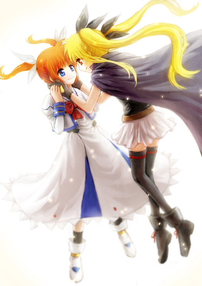 fate testarossa and takamachi nanoha (lyrical nanoha and 1 more) drawn by inukoro_(spa)