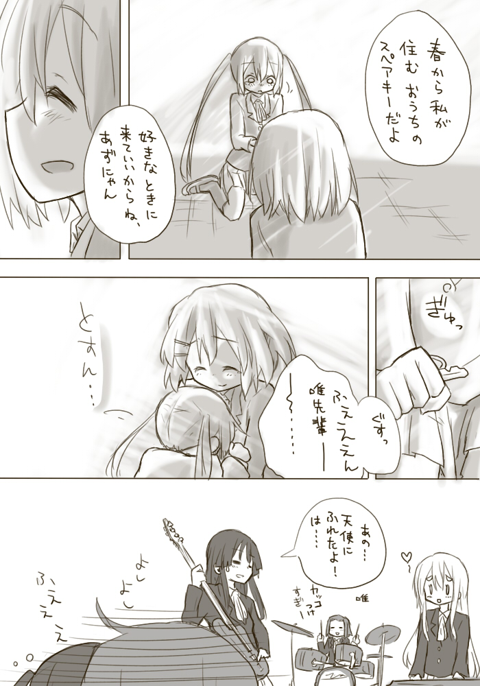 akiyama mio, nakano azusa, hirasawa yui, tainaka ritsu, and kotobuki tsumugi (k-on!) drawn by hamioura