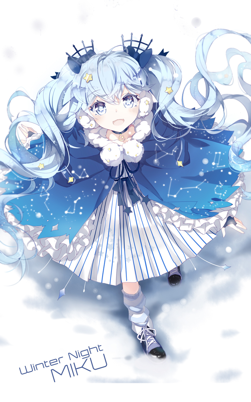 hatsune miku and fuyu no yoru miku (vocaloid) drawn by linfi-muu