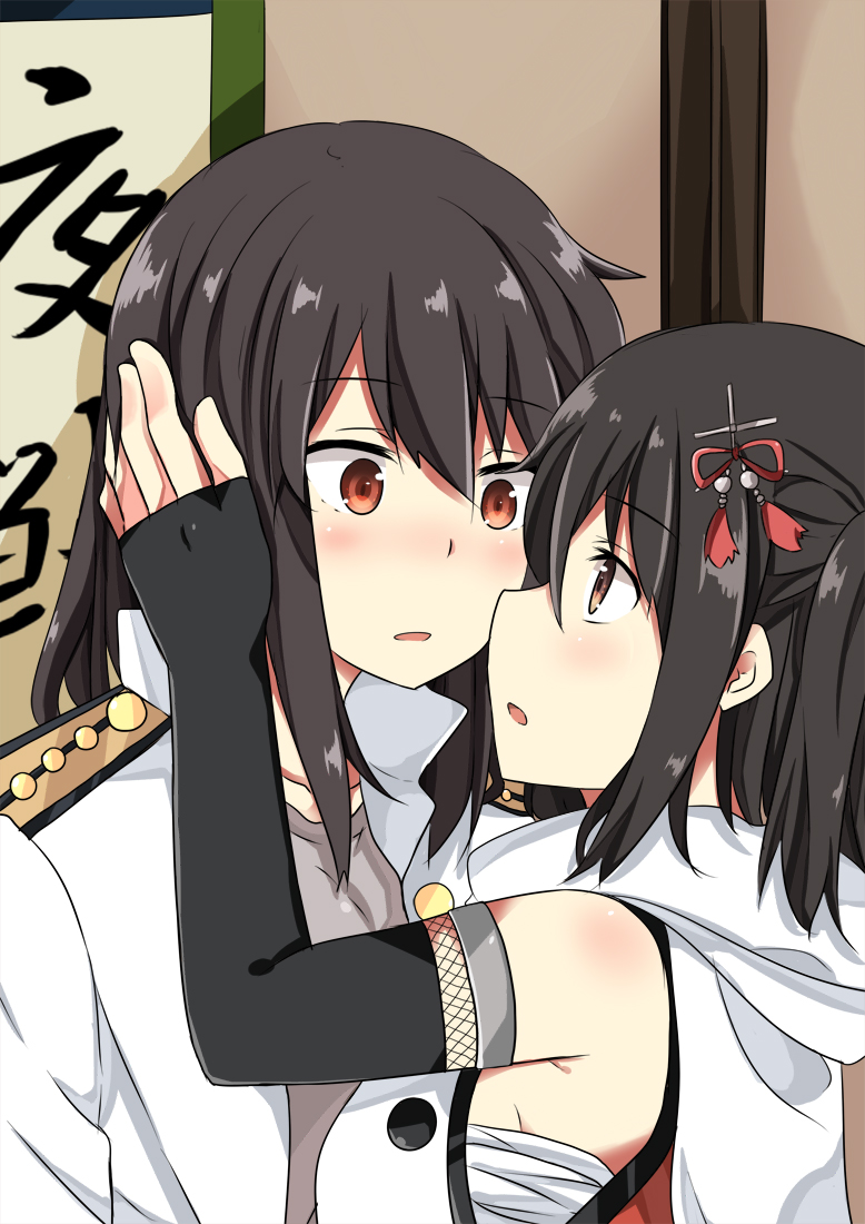 female admiral, sendai, and sendai kai ni (kantai collection) drawn by jitai